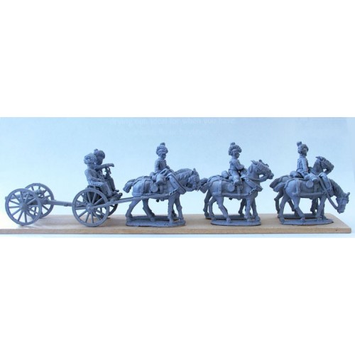 Royal Horse Artillery 6 horse limber team standing with 6pdr (includes 2 seated gunners)