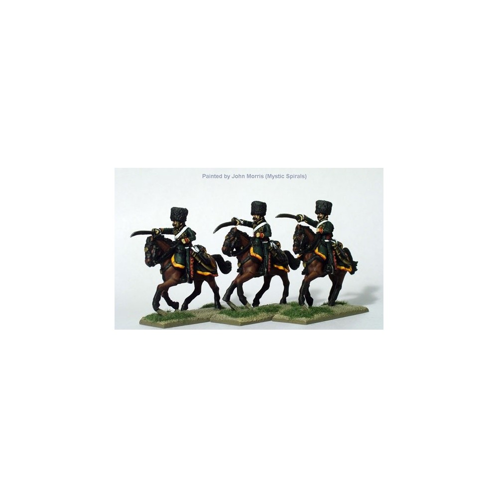 Chasseurs a cheval of the Imperial Guard in campaign dress charging