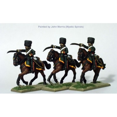 Chasseurs a cheval of the Imperial Guard in campaign dress charging