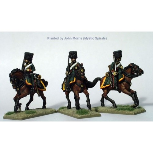 Chasseurs a cheval of the Imperial Guard swords drawn in campaign galloping