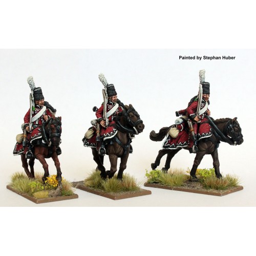 Hussars in mirlitons, shouldered swords, galloping