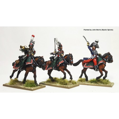 Hussar command in peaked mirlitons, galloping