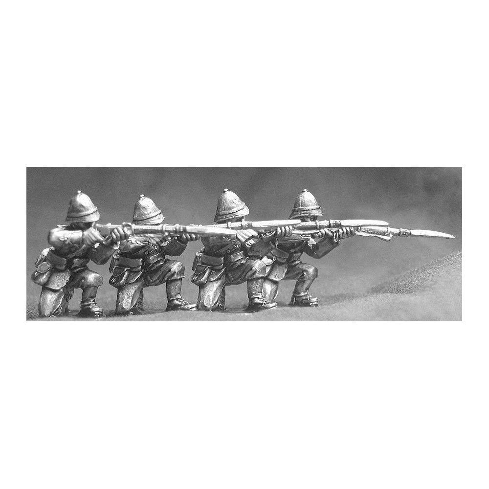 British Infatry kneeling firing line.
