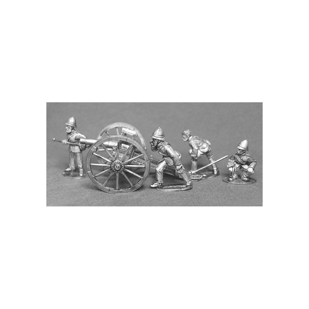 British 9pdr gun with four crew aiming gun.