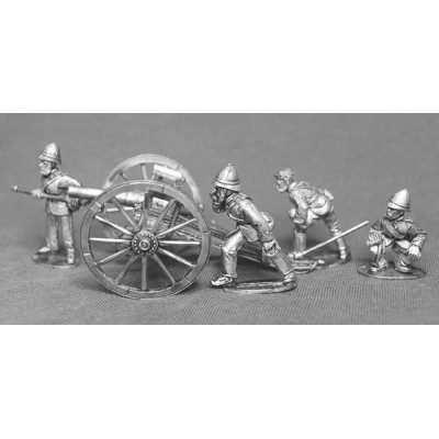British 9pdr gun with four crew aiming gun.