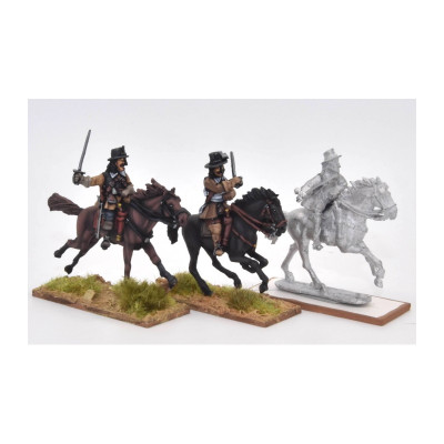 Caballería francesa cargando con espada, coraza y chapeau d'arme