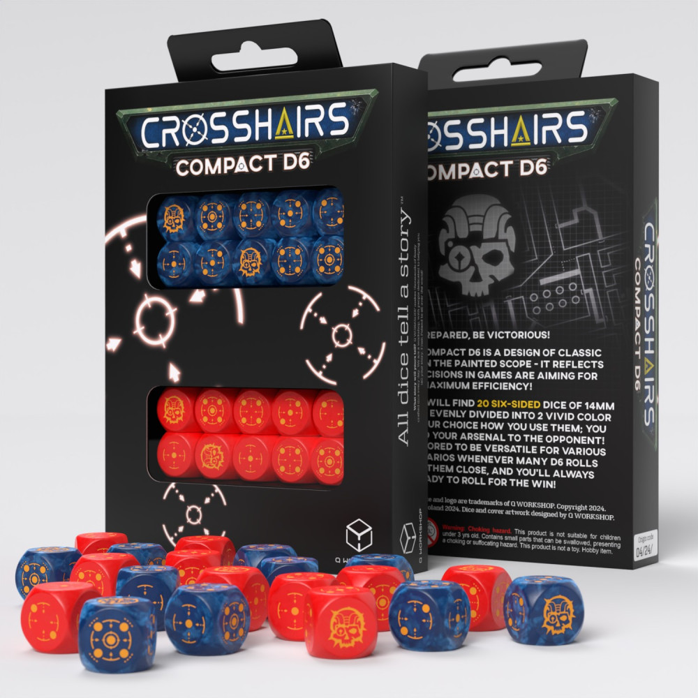 Crosshairs Dice: Compact D6 - Blue & Pink (20ct) - Game Nerdz
