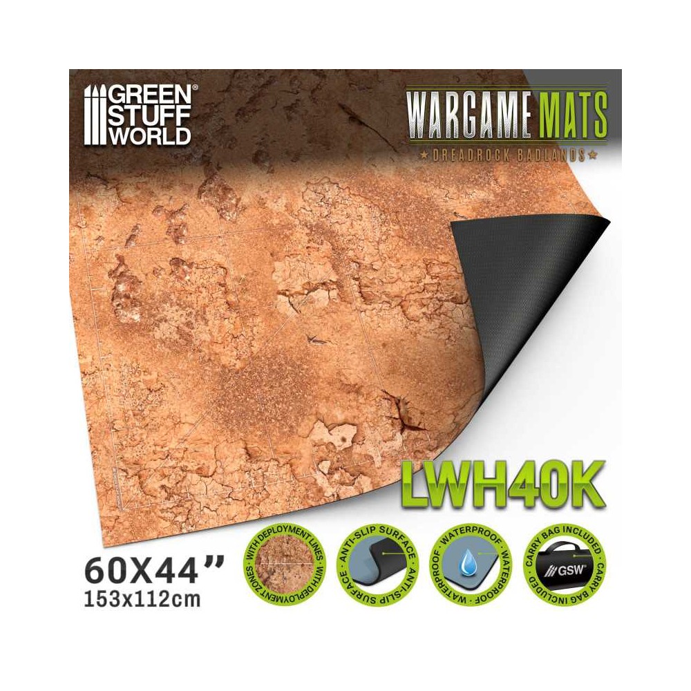 Tapete Neopreno 44x60 Dreadrock Badlands con zonas de despliegue