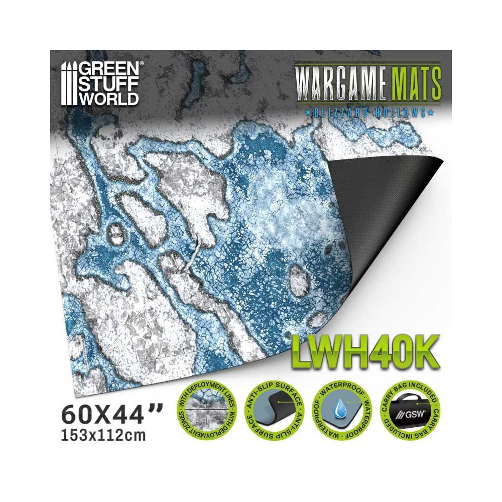 Tapete Neopreno 44x60 Blizzard Hollows con zonas de despliegue