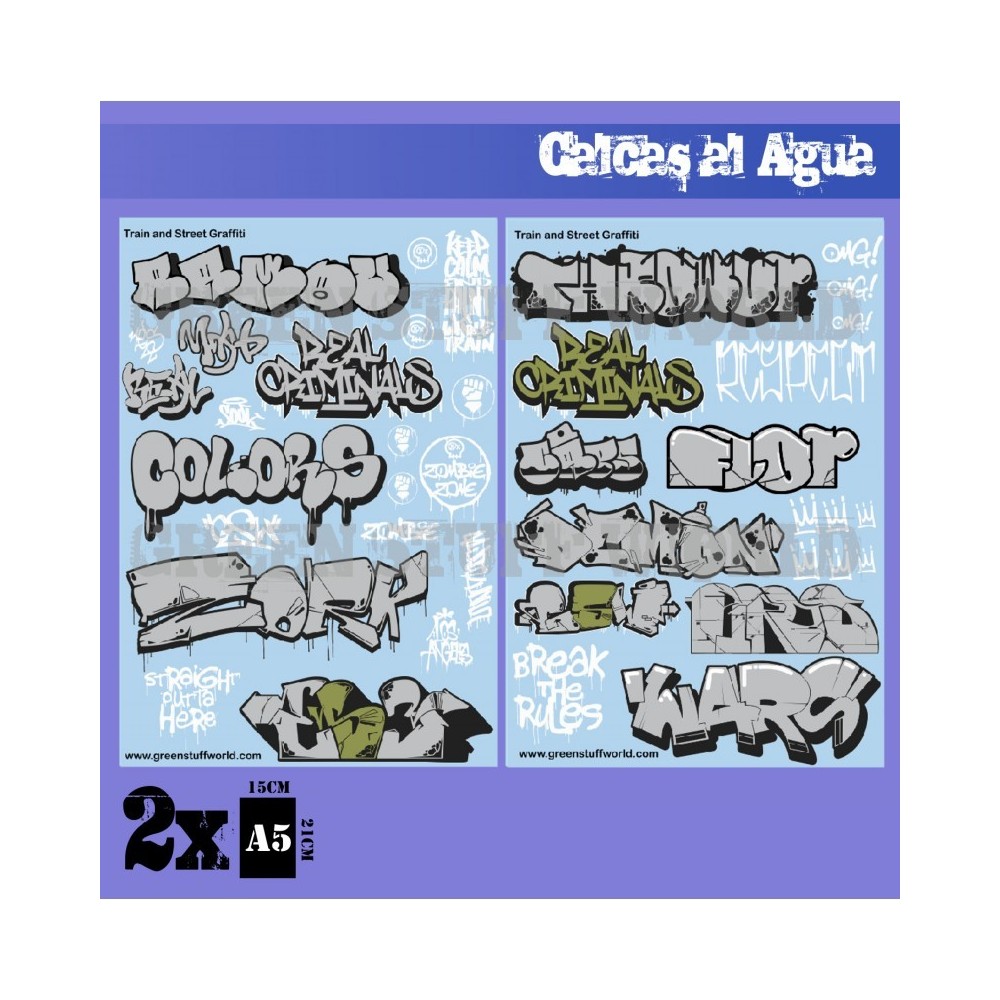 Calcas al agua - Mix Graffitis - Oro y Plata