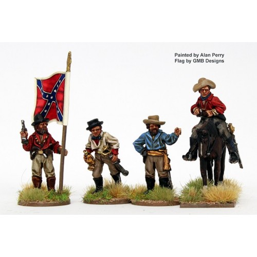 Dismounted Confederate command in shirts