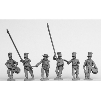 Infantry command in plain belltop shakos and tailless jackets 1810-13