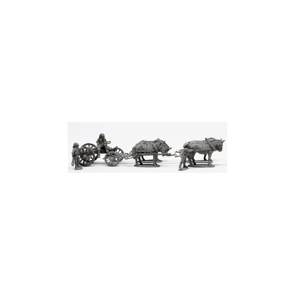 Four mule limber with 8 pdr and 3 muleteers Four mule limber with 8 pdr and 3 muleteers