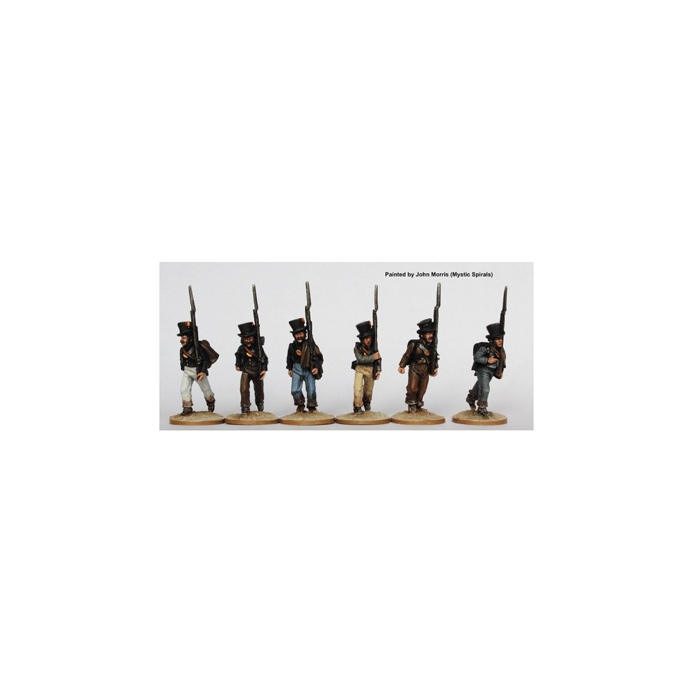 Fusiliers marching in round hats and tailless jackets 1810-13 Fusiliers marching in round hats and tailless jackets 1810-13