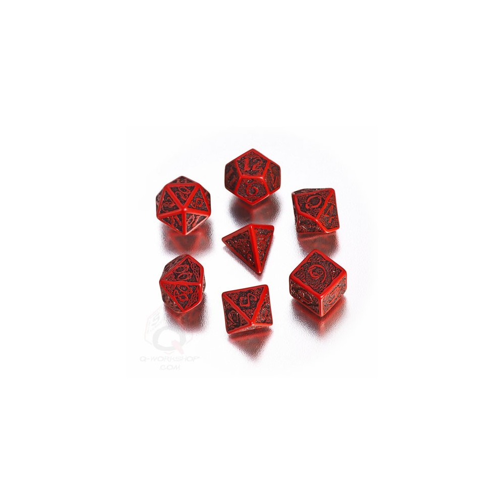 Red & black Celtic 3D Revised Dice Set