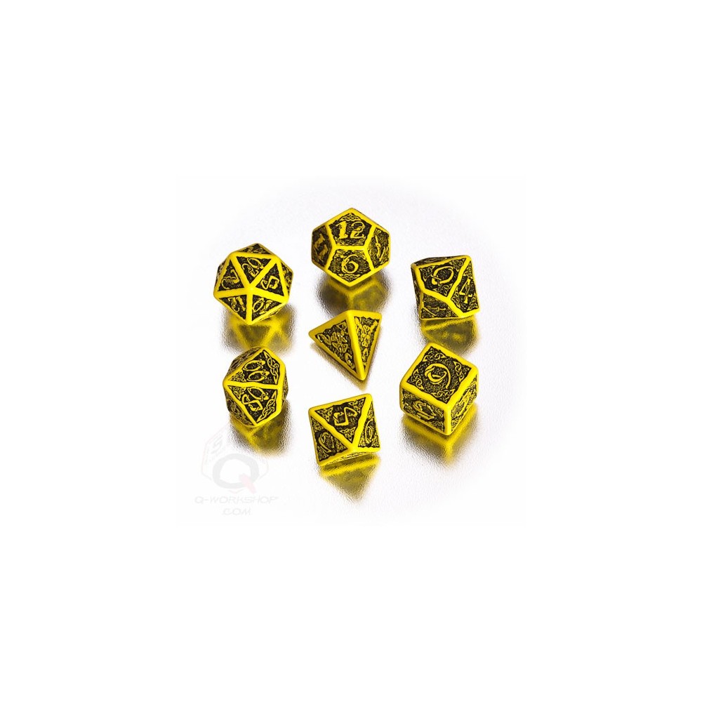 Yellow & black Celtic 3D Revised Dice Set