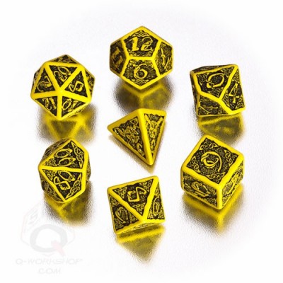 Yellow & black Celtic 3D Revised Dice Set