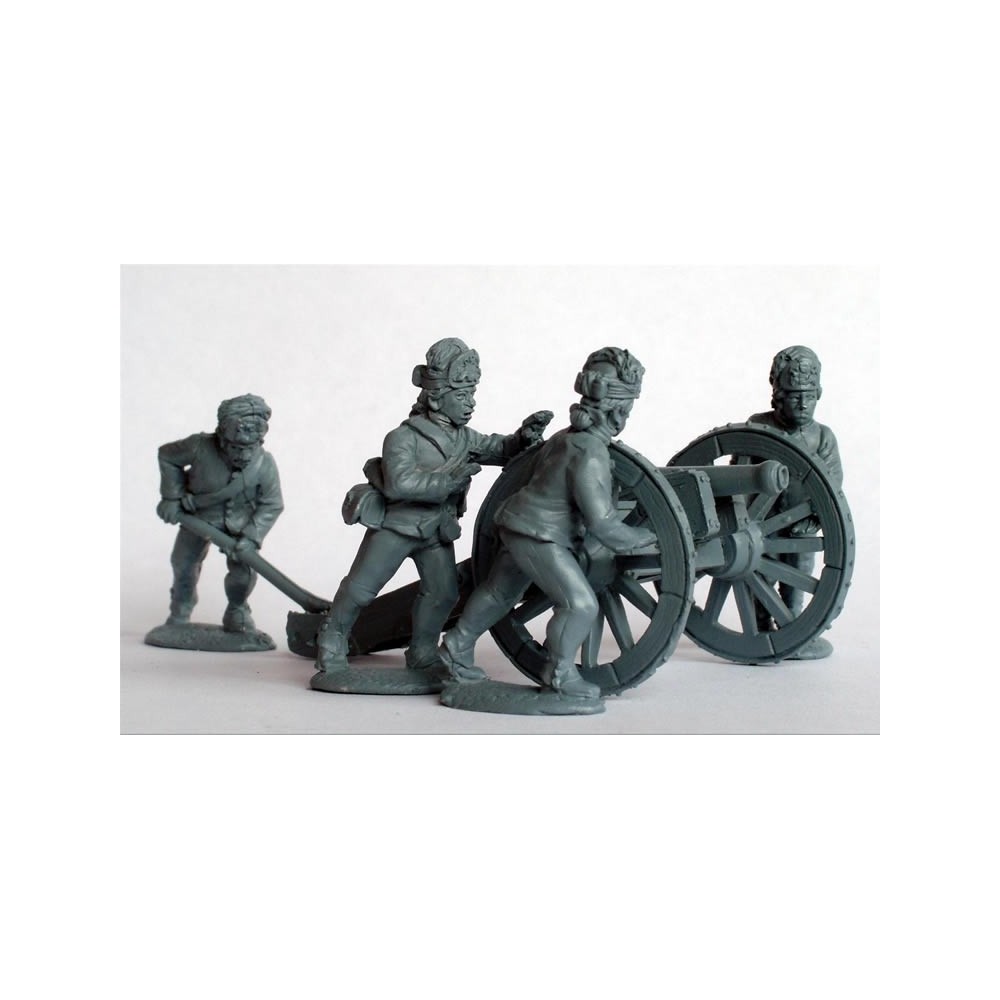 British Royal Artillery in cap-hats running up 6 pounder